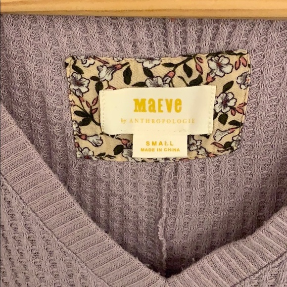 Anthro Maeve Pearson Purple Waffle Knit Tee Sweater - Picture 11 of 16
